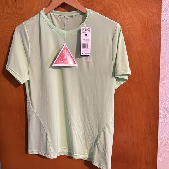 Adidas Training Tshirt Womens Medium Green Mesh - Picture 1 of 3